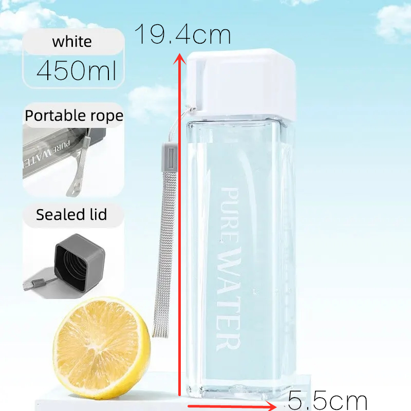 450ml,1pcs Clear Square Drinki - Outdoor Sport Glass Water Bottle ulasan dan harga